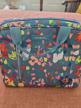 Vera Bradley Teal Floral Quilted Lunch Tote